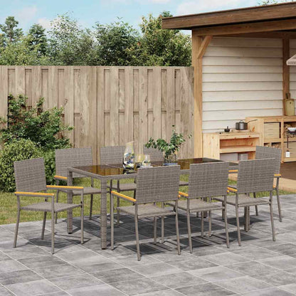 vidaXL Garten Essgruppe 9 pcs Grau Poly-Rattan