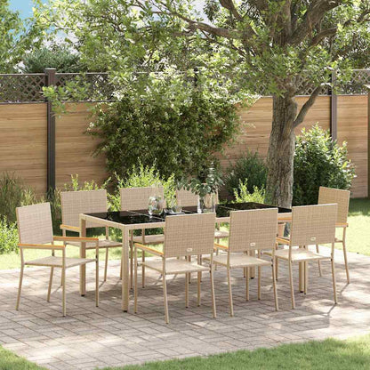 vidaXL Garten Essgruppe 9 pcs Beige Poly-Rattan