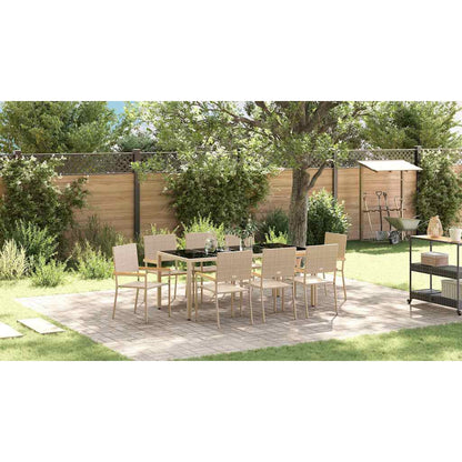 vidaXL Garten Essgruppe 9 pcs Beige Poly-Rattan