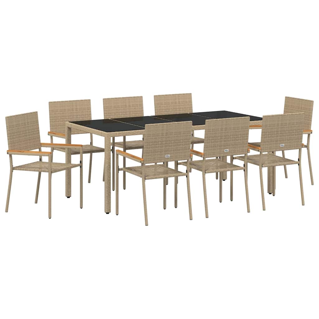 vidaXL Garten Essgruppe 9 pcs Beige Poly-Rattan