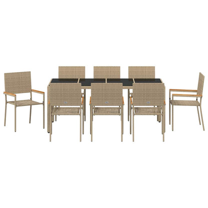 vidaXL Garten Essgruppe 9 pcs Beige Poly-Rattan