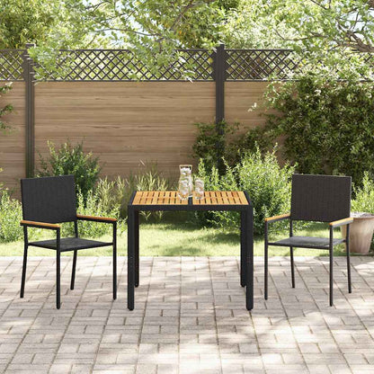 Garten Essgruppe 3 pcs Schwarz Poly-Rattan