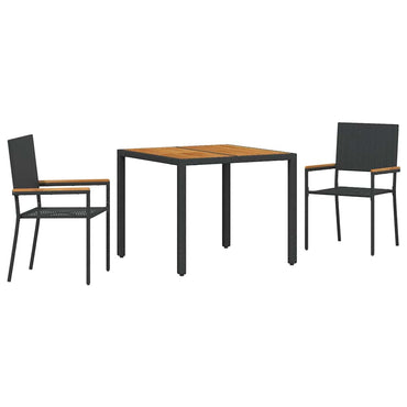vidaXL Garten Essgruppe 3 pcs Schwarz Poly-Rattan