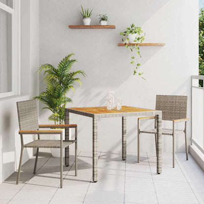 vidaXL Garten Essgruppe 3 pcs Grau Poly-Rattan
