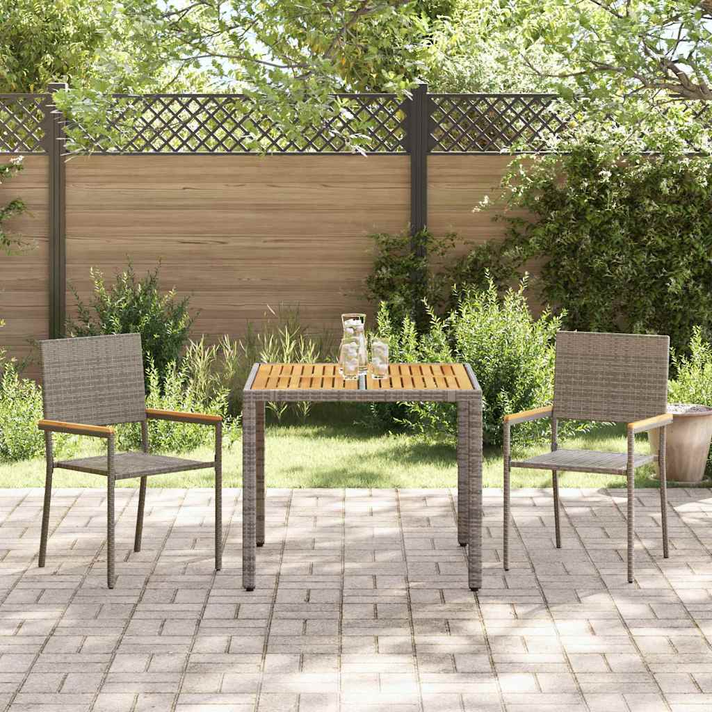 vidaXL Garten Essgruppe 3 pcs Grau Poly-Rattan