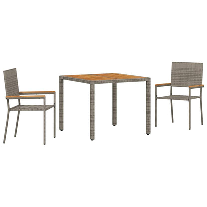 vidaXL Garten Essgruppe 3 pcs Grau Poly-Rattan