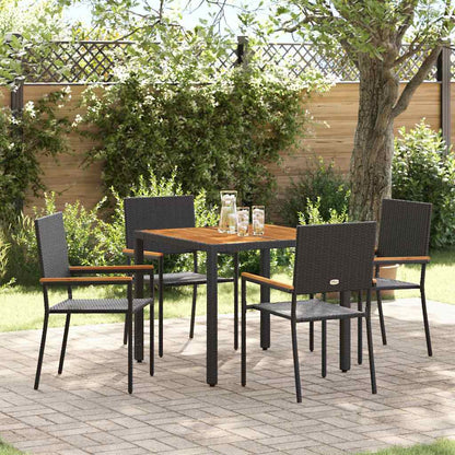 vidaXL Ensemble repas de jardin 5 pcs résine tressée noir