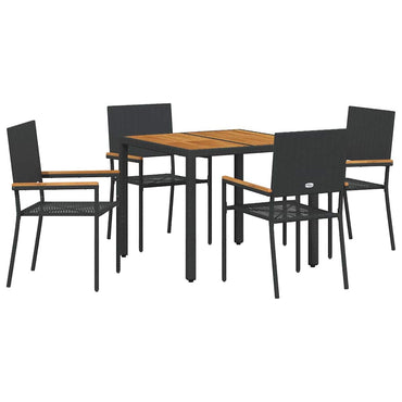 vidaXL Ensemble repas de jardin 5 pcs résine tressée noir