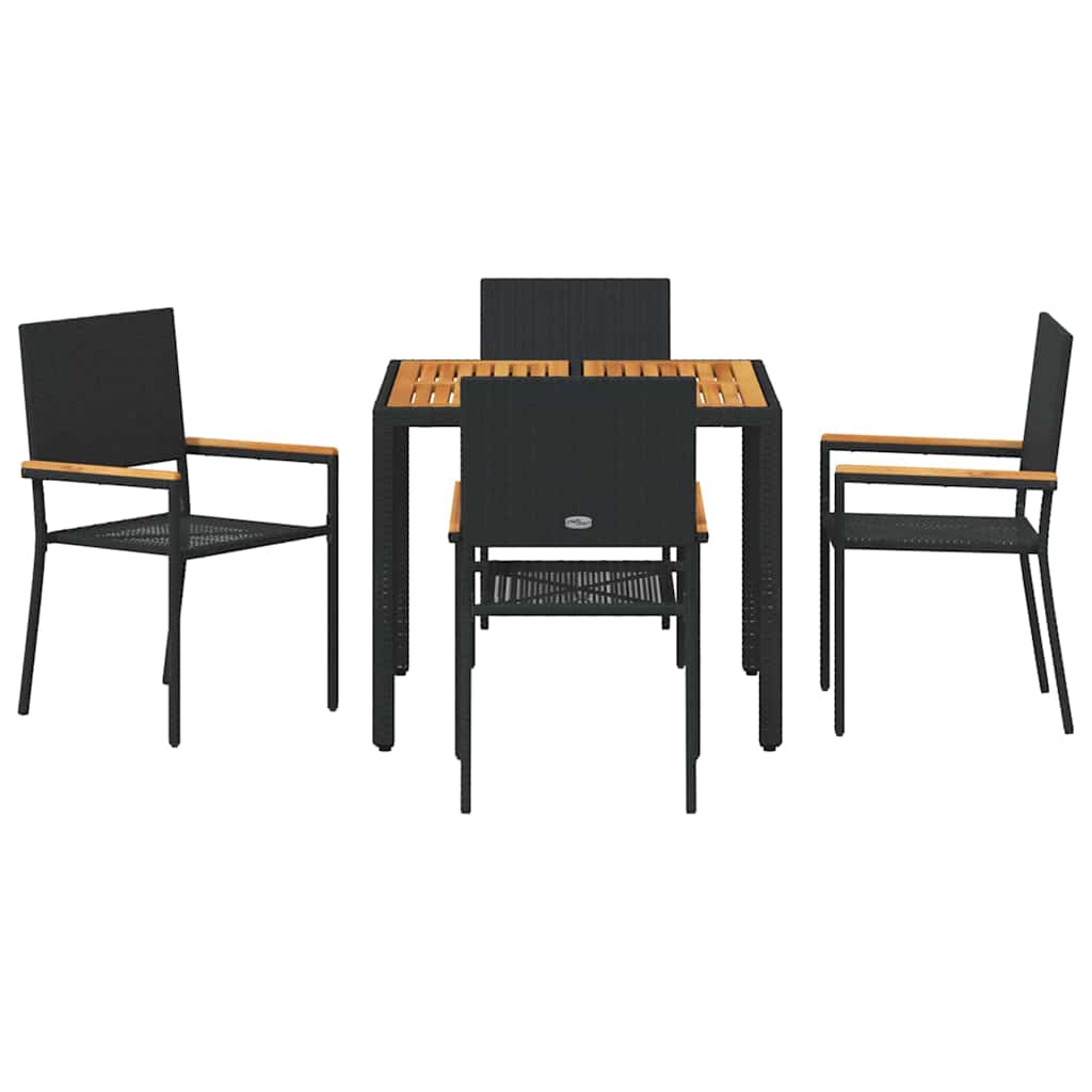 vidaXL Ensemble repas de jardin 5 pcs résine tressée noir