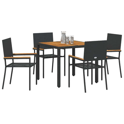 vidaXL Ensemble repas de jardin 5 pcs résine tressée noir