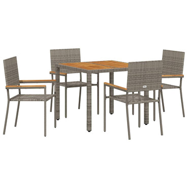 vidaXL Salon de jardin à manger 5 pcs gris résine tressée