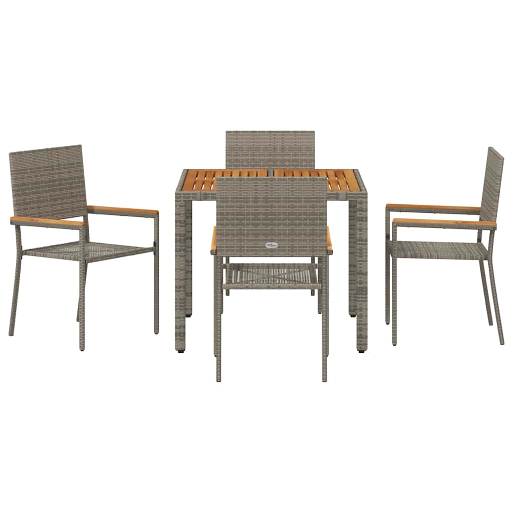 vidaXL Garten Essgruppe 5 pcs Grau Poly-Rattan