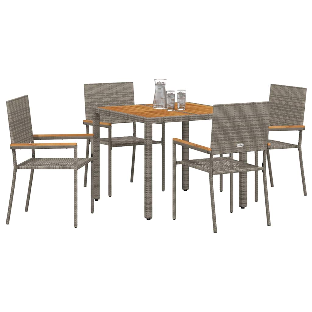 vidaXL Garten Essgruppe 5 pcs Grau Poly-Rattan