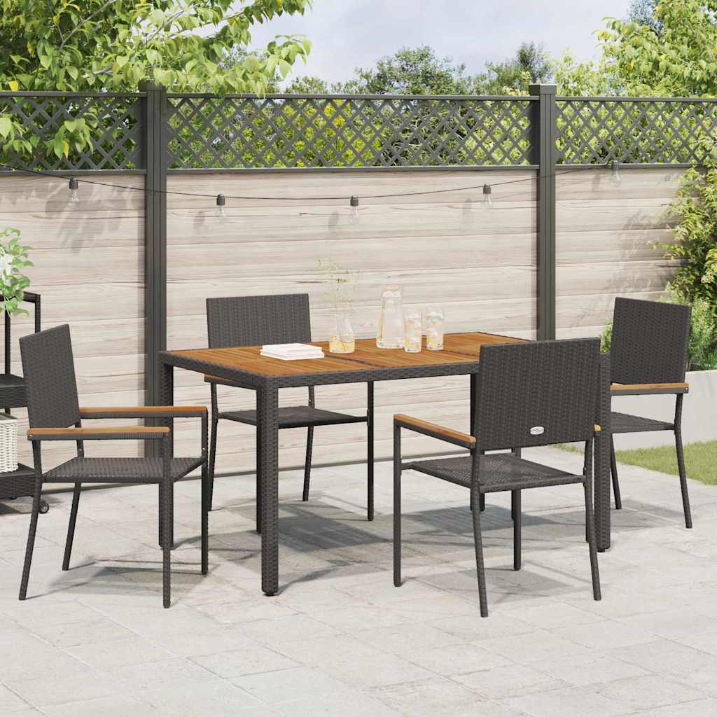 vidaXL Ensemble repas de jardin 5 pcs résine tressée noir