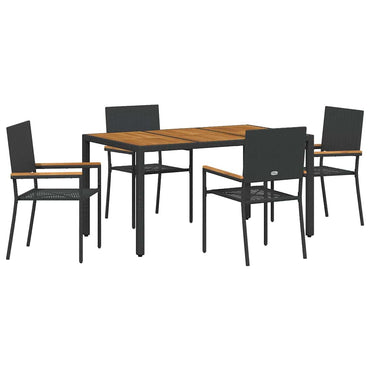 vidaXL Ensemble repas de jardin 5 pcs résine tressée noir