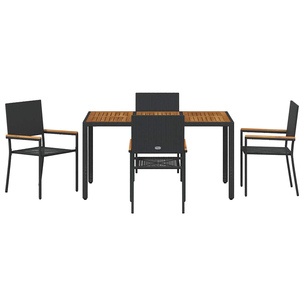 vidaXL Ensemble repas de jardin 5 pcs résine tressée noir