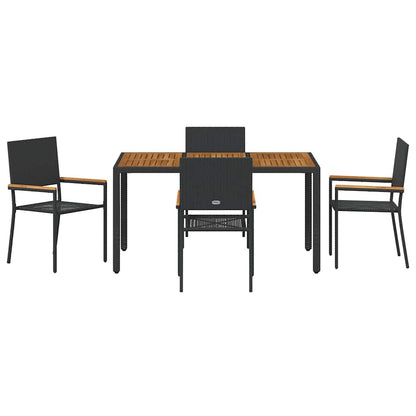 vidaXL Ensemble repas de jardin 5 pcs résine tressée noir