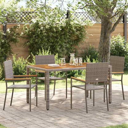 vidaXL Garten Essgruppe 5 pcs Grau 150 x 90 x 75 cm Poly-Rattan