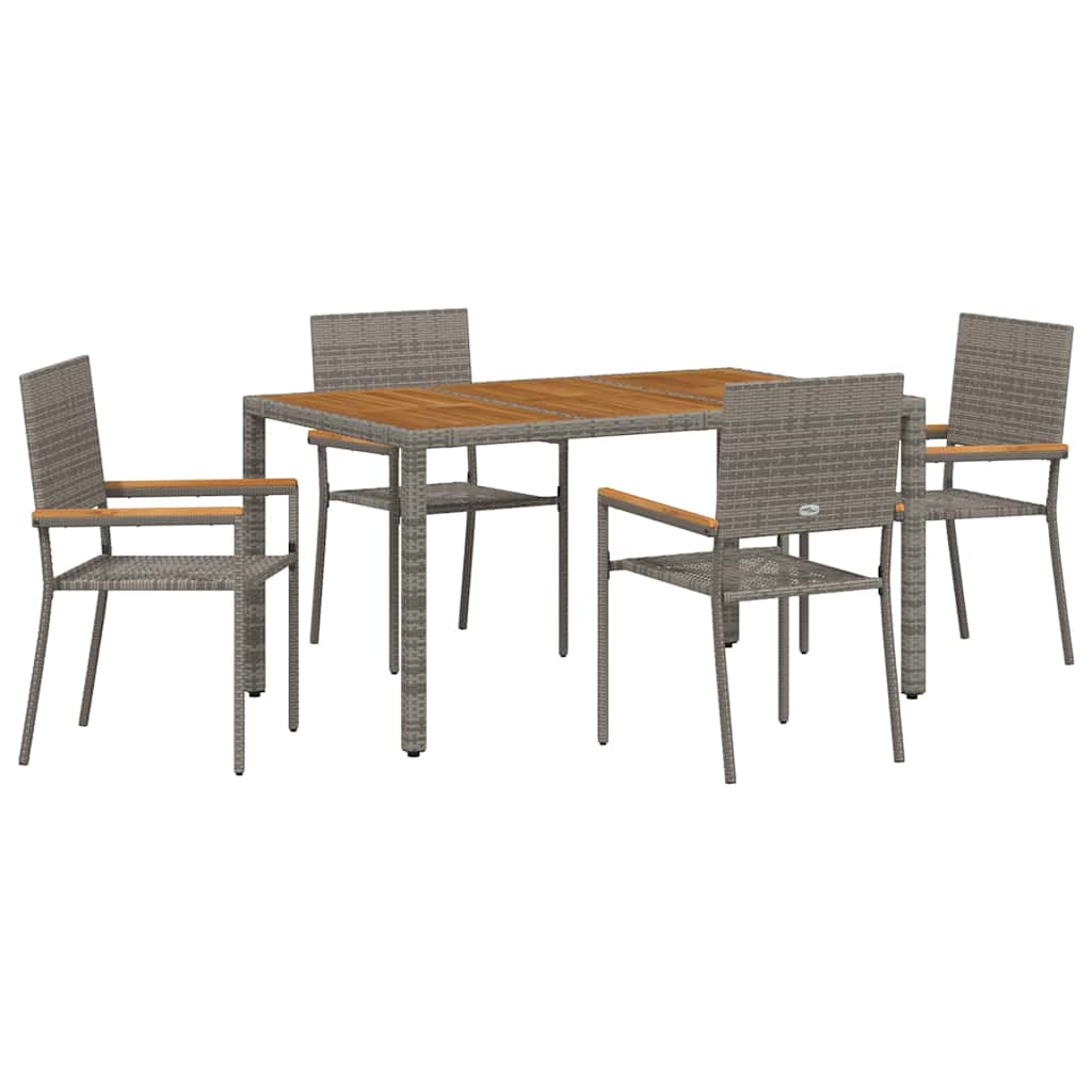 vidaXL Garten Essgruppe 5 pcs Grau 150 x 90 x 75 cm Poly-Rattan