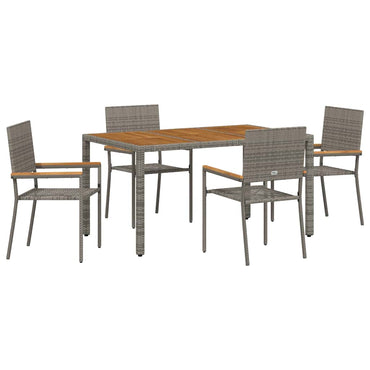 vidaXL Garten Essgruppe 5 pcs Grau 150 x 90 x 75 cm Poly-Rattan