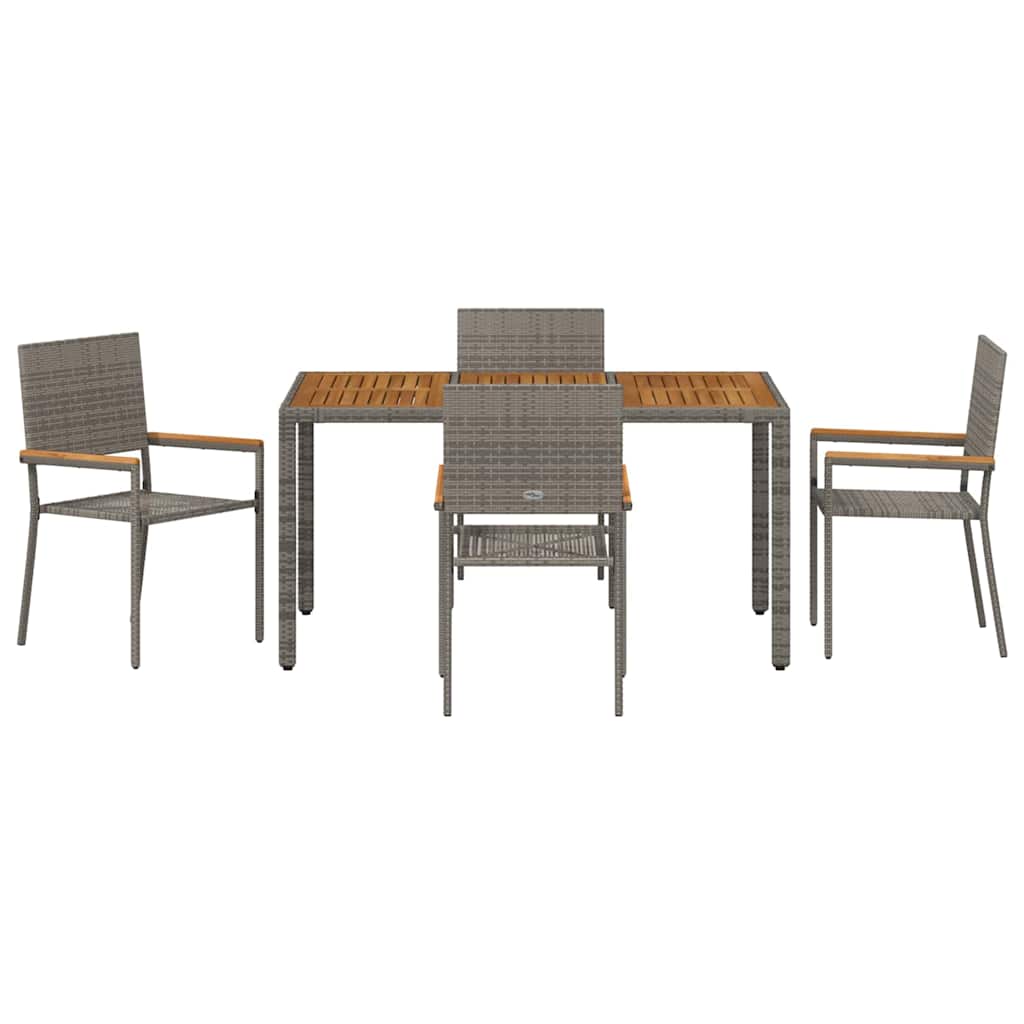 vidaXL Garten Essgruppe 5 pcs Grau 150 x 90 x 75 cm Poly-Rattan