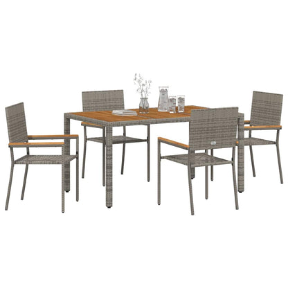 vidaXL Garten Essgruppe 5 pcs Grau 150 x 90 x 75 cm Poly-Rattan