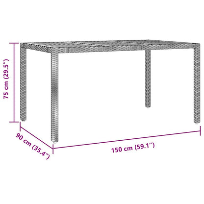 vidaXL Garten Essgruppe 5 pcs Grau 150 x 90 x 75 cm Poly-Rattan