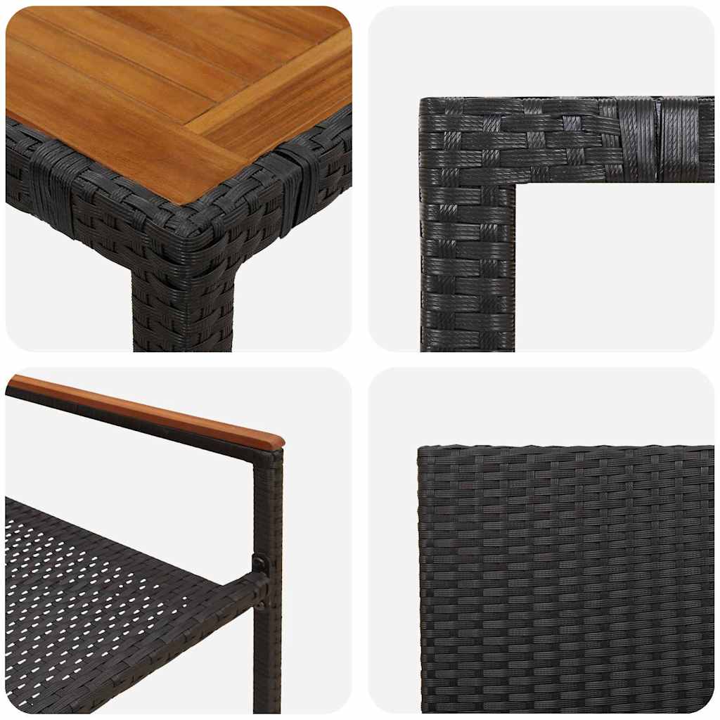 vidaXL Garten Essgruppe 7 pcs Schwarz Poly-Rattan