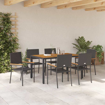 vidaXL Garten Essgruppe 7 pcs Schwarz Poly-Rattan