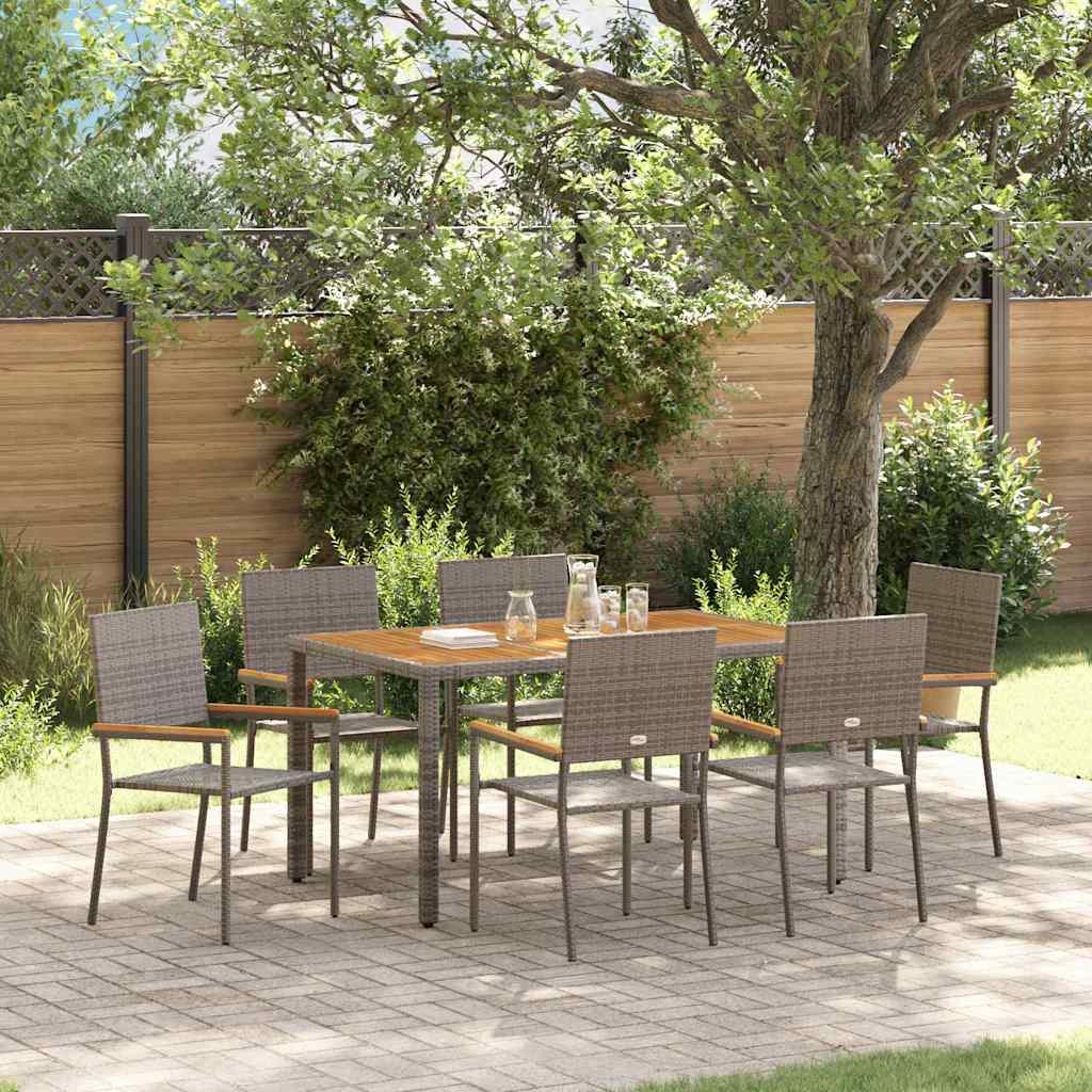 vidaXL Garten Essgruppe 7 pcs Grau 150 x 90 x 75 cm Poly-Rattan