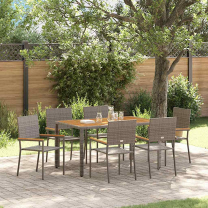 vidaXL Garten Essgruppe 7 pcs Grau 150 x 90 x 75 cm Poly-Rattan