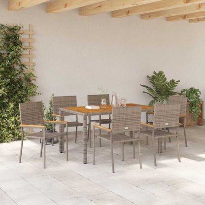 vidaXL Garten Essgruppe 7 pcs Grau 150 x 90 x 75 cm Poly-Rattan