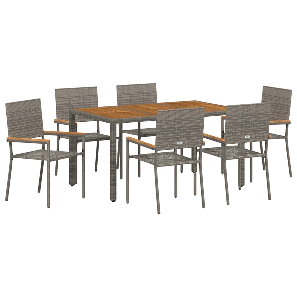 vidaXL Garten Essgruppe 7 pcs Grau 150 x 90 x 75 cm Poly-Rattan