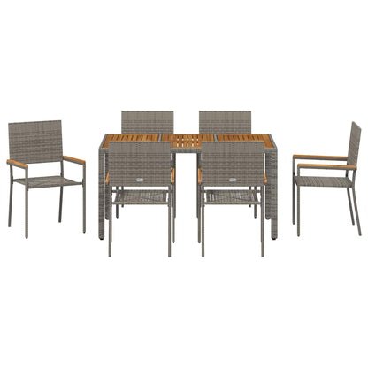 vidaXL Garten Essgruppe 7 pcs Grau 150 x 90 x 75 cm Poly-Rattan