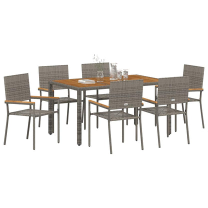 vidaXL Garten Essgruppe 7 pcs Grau 150 x 90 x 75 cm Poly-Rattan