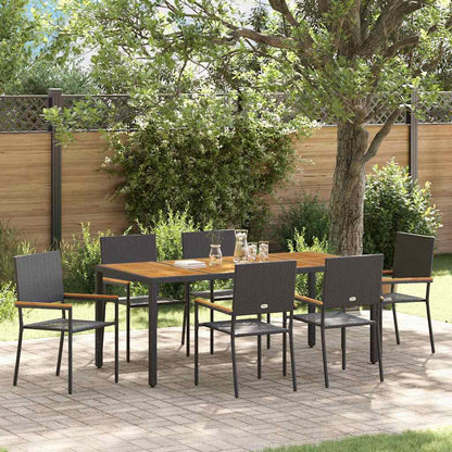vidaXL Garten Essgruppe 7 pcs Schwarz Poly-Rattan