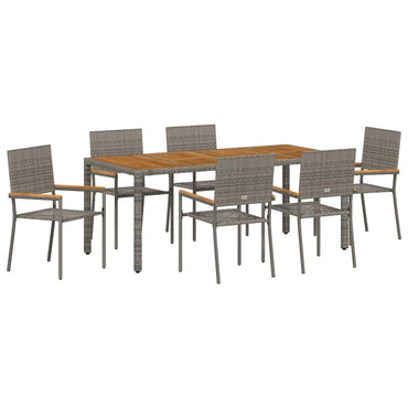 vidaXL Garten Essgruppe 7 pcs Grau Poly-Rattan