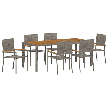 vidaXL Garten Essgruppe 7 pcs Grau Poly-Rattan