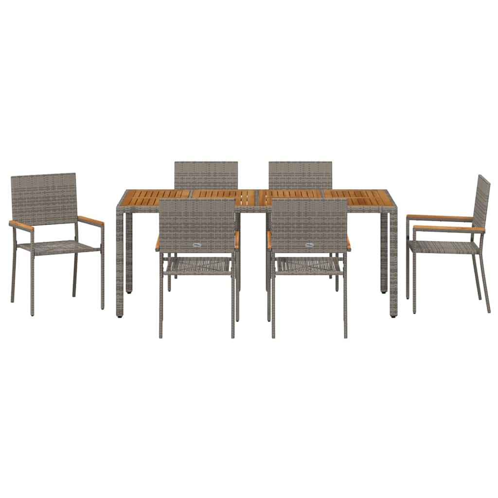 vidaXL Garten Essgruppe 7 pcs Grau Poly-Rattan