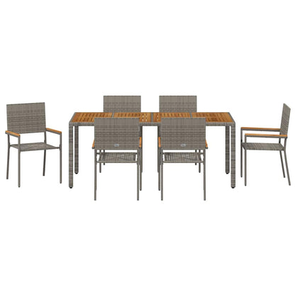 vidaXL Garten Essgruppe 7 pcs Grau Poly-Rattan