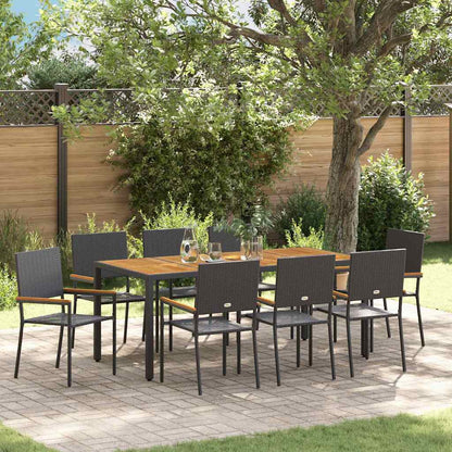 vidaXL Garten Essgruppe 9 pcs Schwarz Poly-Rattan