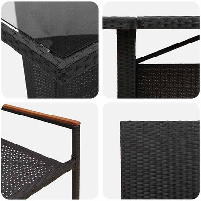 Garten Essgruppe 11 pcs Schwarz Poly-Rattan