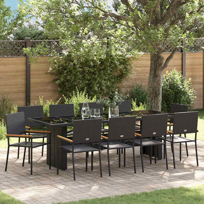 Garten Essgruppe 11 pcs Schwarz Poly-Rattan