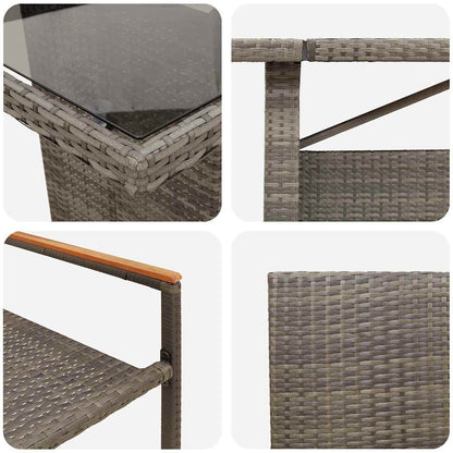 Garten Essgruppe 11 pcs Grau Poly-Rattan