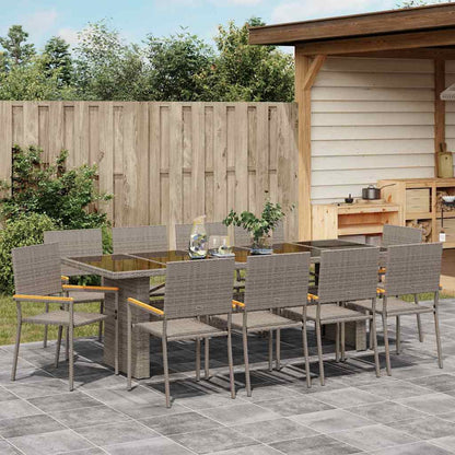 Garten Essgruppe 11 pcs Grau Poly-Rattan
