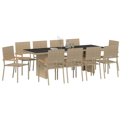 Garten Essgruppe 11 pcs Beige Poly-Rattan