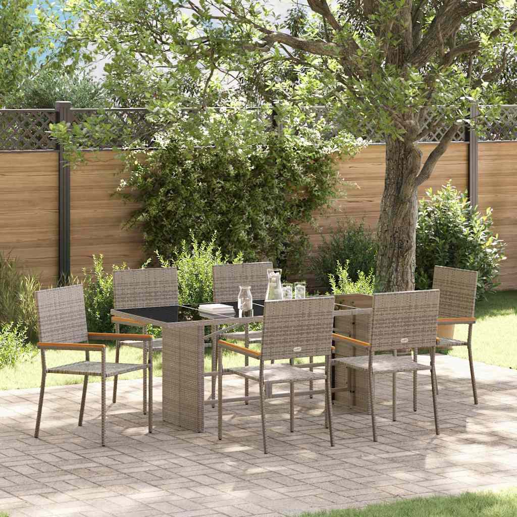 vidaXL Garten Essgruppe 7 pcs Grau Poly-Rattan