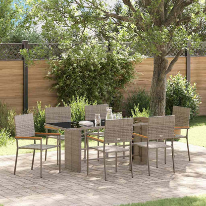 vidaXL Garten Essgruppe 7 pcs Grau Poly-Rattan