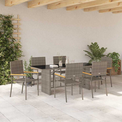 vidaXL Garten Essgruppe 7 pcs Grau Poly-Rattan
