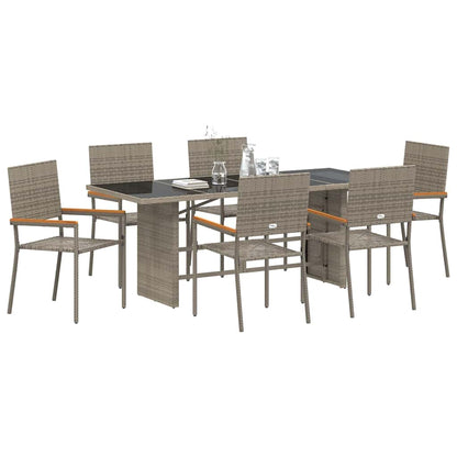 vidaXL Garten Essgruppe 7 pcs Grau Poly-Rattan